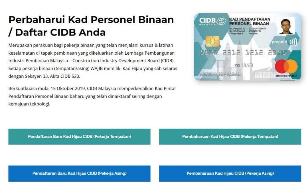 Cara Renew Kad Hijau CIDB Secara Online